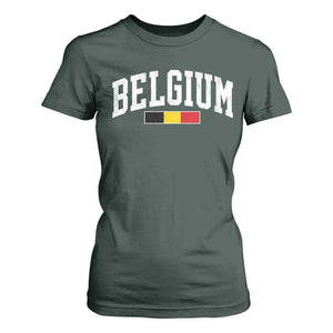 Vintage Belgium Flag Graphic T Shirt For Women Belgian Pride Patriotic Gift TS10 Dark Forest Green Print Your Wear