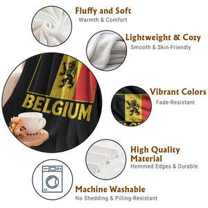 Vintage Belgium Soccer Flag with Lion Graphic Throw Blanket Belgian Football Pride Gift for Fans TS10 Print Your Wear
