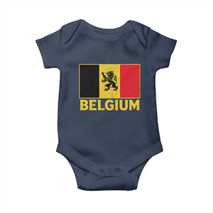Vintage Belgium Soccer Flag with Lion Graphic Baby Onesie Belgian Football Pride Gift for Fans TS10 Navy Print Your Wear