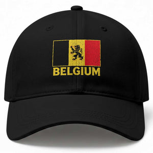 Vintage Belgium Soccer Flag with Lion Graphic Baseball Cap Belgian Football Pride Gift for Fans TS10 Print Your Wear