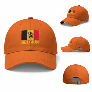 Vintage Belgium Soccer Flag with Lion Graphic Baseball Cap Belgian Football Pride Gift for Fans TS10 Baseball Cap Universal Fit Orange Print Your Wear