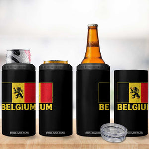 Vintage Belgium Soccer Flag with Lion Graphic 4 in 1 Can Cooler Tumbler Belgian Football Pride Gift for Fans TS10 Print Your Wear