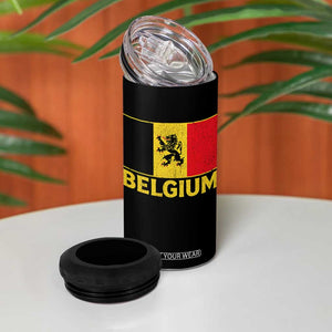 Vintage Belgium Soccer Flag with Lion Graphic 4 in 1 Can Cooler Tumbler Belgian Football Pride Gift for Fans TS10 Print Your Wear