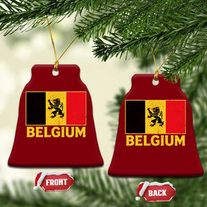 Vintage Belgium Soccer Flag with Lion Graphic Ceramic Ornament Belgian Football Pride Gift for Fans TS10 Print Your Wear
