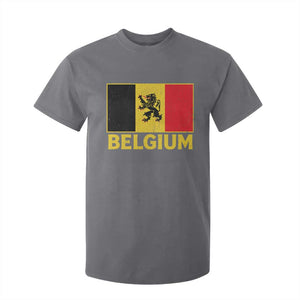 Vintage Belgium Soccer Flag with Lion Graphic T Shirt For Kid Belgian Football Pride Gift for Fans TS10 Charcoal Print Your Wear