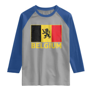 Vintage Belgium Soccer Flag with Lion Graphic Raglan Shirt Belgian Football Pride Gift for Fans TS10 Sport Gray Royal Print Your Wear