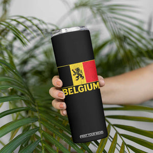 Vintage Belgium Soccer Flag with Lion Graphic Skinny Tumbler Belgian Football Pride Gift for Fans TS10 Print Your Wear