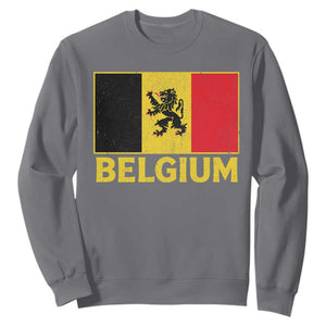 Vintage Belgium Soccer Flag with Lion Graphic Sweatshirt Belgian Football Pride Gift for Fans TS10 Charcoal Print Your Wear
