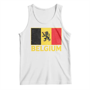 Vintage Belgium Soccer Flag with Lion Graphic Tank Top Belgian Football Pride Gift for Fans TS10 White Print Your Wear
