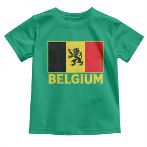 Vintage Belgium Soccer Flag with Lion Graphic Toddler T Shirt Belgian Football Pride Gift for Fans TS10 Irish Green Print Your Wear