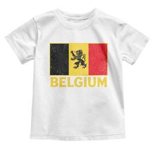 Vintage Belgium Soccer Flag with Lion Graphic Toddler T Shirt Belgian Football Pride Gift for Fans TS10 White Print Your Wear