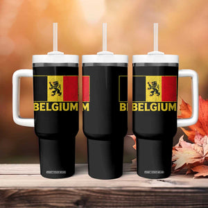 Vintage Belgium Soccer Flag with Lion Graphic Tumbler With Handle Belgian Football Pride Gift for Fans TS10 Print Your Wear