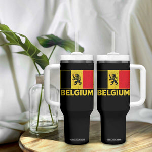 Vintage Belgium Soccer Flag with Lion Graphic Tumbler With Handle Belgian Football Pride Gift for Fans TS10 Print Your Wear