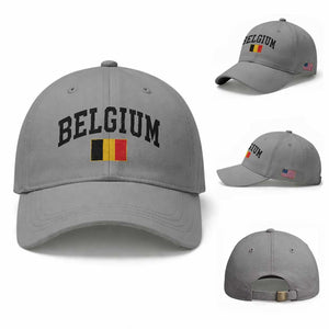 Vintage Belgium Baseball Cap Belgian Soccer Football Pride Gift for Fans TS10 Baseball Cap Universal Fit Sport Gray Print Your Wear
