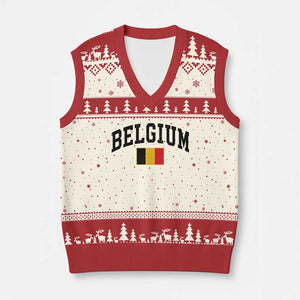 Vintage Belgium V-Neck Knit Sweater Vest Belgian Soccer Football Pride Gift for Fans TS10 Beige Red Print Your Wear