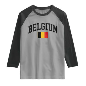 Vintage Belgium Raglan Shirt Belgian Soccer Football Pride Gift for Fans TS10 Sport Gray Black Print Your Wear