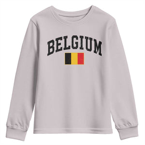 Vintage Belgium Youth Sweatshirt Belgian Soccer Football Pride Gift for Fans TS10 Ice Gray Print Your Wear