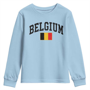 Vintage Belgium Youth Sweatshirt Belgian Soccer Football Pride Gift for Fans TS10 Light Blue Print Your Wear