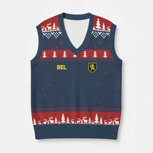 Vintage Belgium V-Neck Knit Sweater Vest Belgian Football Pride Belgium Lion Crest Soccer Graphic TS10 Navy Red Print Your Wear