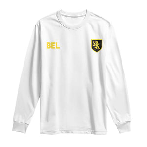 Vintage Belgium Long Sleeve Shirt Belgian Football Pride Belgium Lion Crest Soccer Graphic TS10 White Print Your Wear
