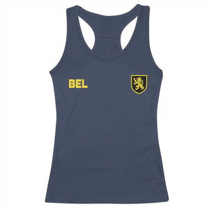 Vintage Belgium Racerback Tank Top Belgian Football Pride Belgium Lion Crest Soccer Graphic TS10 Navy Print Your Wear