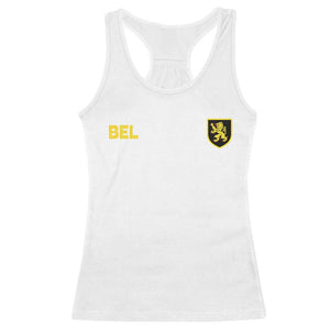 Vintage Belgium Racerback Tank Top Belgian Football Pride Belgium Lion Crest Soccer Graphic TS10 White Print Your Wear