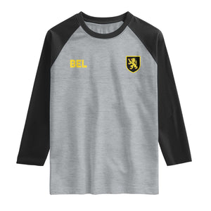 Vintage Belgium Raglan Shirt Belgian Football Pride Belgium Lion Crest Soccer Graphic TS10 XS Heather Gray Black Print Your Wear