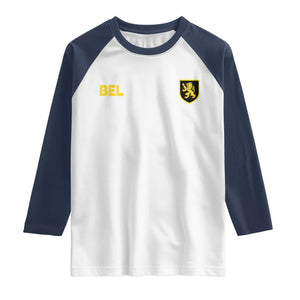 Vintage Belgium Raglan Shirt Belgian Football Pride Belgium Lion Crest Soccer Graphic TS10 White Navy Print Your Wear