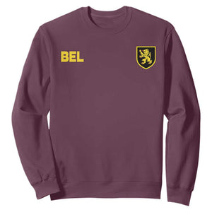 Vintage Belgium Sweatshirt Belgian Football Pride Belgium Lion Crest Soccer Graphic TS10 Maroon Print Your Wear