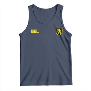 Vintage Belgium Tank Top Belgian Football Pride Belgium Lion Crest Soccer Graphic TS10 Navy Print Your Wear