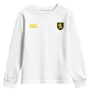Vintage Belgium Youth Sweatshirt Belgian Football Pride Belgium Lion Crest Soccer Graphic TS10 White Print Your Wear