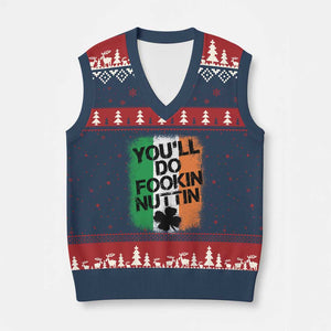 You Will Fookin Nuttin Irish Flag Pride Notorious V-Neck Knit Sweater Vest TS10 Navy Red Print Your Wear