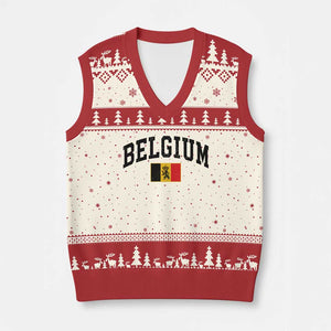 Vintage Belgium V-Neck Knit Sweater Vest Lion Royal Flag Graphic Belgian Soccer Football Pride Gift for Fans TS10 Beige Red Print Your Wear