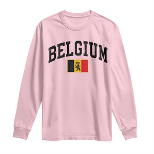 Vintage Belgium Long Sleeve Shirt Lion Royal Flag Graphic Belgian Soccer Football Pride Gift for Fans TS10 Light Pink Print Your Wear