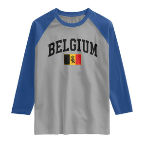 Vintage Belgium Raglan Shirt Lion Royal Flag Graphic Belgian Soccer Football Pride Gift for Fans TS10 Sport Gray Royal Print Your Wear
