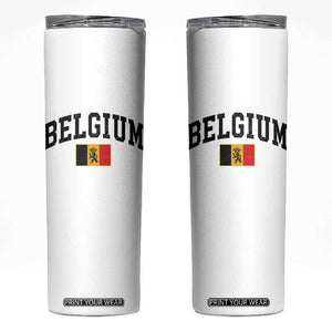 Vintage Belgium Skinny Tumbler Lion Royal Flag Graphic Belgian Soccer Football Pride Gift for Fans TS10 White Print Your Wear