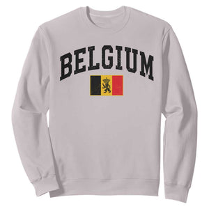 Vintage Belgium Sweatshirt Lion Royal Flag Graphic Belgian Soccer Football Pride Gift for Fans TS10 Ice Gray Print Your Wear