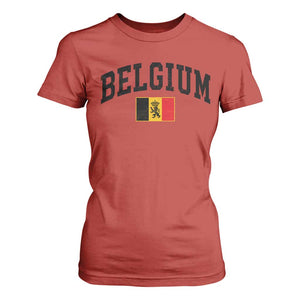 Vintage Belgium T Shirt For Women Lion Royal Flag Graphic Belgian Soccer Football Pride Gift for Fans TS10 Red Print Your Wear