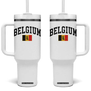 Vintage Belgium Tumbler With Handle Lion Royal Flag Graphic Belgian Soccer Football Pride Gift for Fans TS10 One Size: 40 oz White Print Your Wear