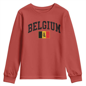 Vintage Belgium Youth Sweatshirt Lion Royal Flag Graphic Belgian Soccer Football Pride Gift for Fans TS10 Red Print Your Wear