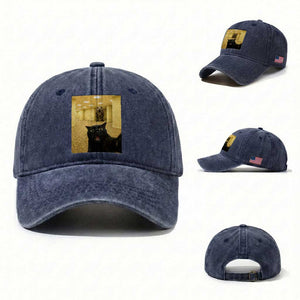 Black Cat Selfie with Dinosaur in The Backrooms Liminal Space Graphic Washed Cotton Baseball Cap Liminal Space Urban Legend Meme TS10 Washed Cap Universal Fit Navy Print Your Wear