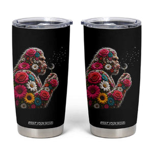 Floral Bigfoot Blowing Wishes Dandelion Tumbler Cup Vintage Sasquatch Art Botanical Wildlife Graphic TS10 Black Print Your Wear