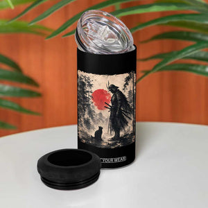 Vintage Japanese Samurai Warrior and Black Cat 4 in 1 Can Cooler Tumbler TS10 Print Your Wear