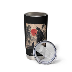 Vintage Japanese Samurai Warrior and Black Cat Tumbler Cup TS10 Print Your Wear
