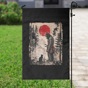 Vintage Japanese Art Bigfoot Samurai Warrior and Black Cat Garden Flag Sasquatch Lovers Vintage Graphic Ukiyo-e Art TS10 Print Your Wear