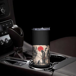 Vintage Japanese Art Bigfoot Samurai Warrior and Black Cat Skinny Tumbler Sasquatch Lovers Vintage Graphic Ukiyo-e Art TS10 Print Your Wear