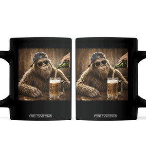 Funny Bigfoot Drinking Beer Coffee Mug Vintage Cool Sunglasses Sasquatch Pub Graphic TS10 Black Print Your Wear