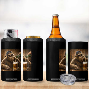 Funny Bigfoot Drinking Beer 4 in 1 Can Cooler Tumbler Vintage Cool Sunglasses Sasquatch Pub Graphic TS10 Print Your Wear