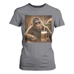 Funny Bigfoot Drinking Beer T Shirt For Women Vintage Cool Sunglasses Sasquatch Pub Graphic TS10 Charcoal Print Your Wear
