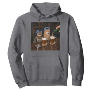 Funny Smoking Cats Drinking Beer at the Bar Hoodie Funny Bad Boys Cigarette Kitty Gen Z Meme TS10 Charcoal Print Your Wear
